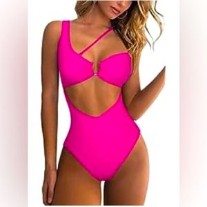 One shoulder, one piece bathing suit
